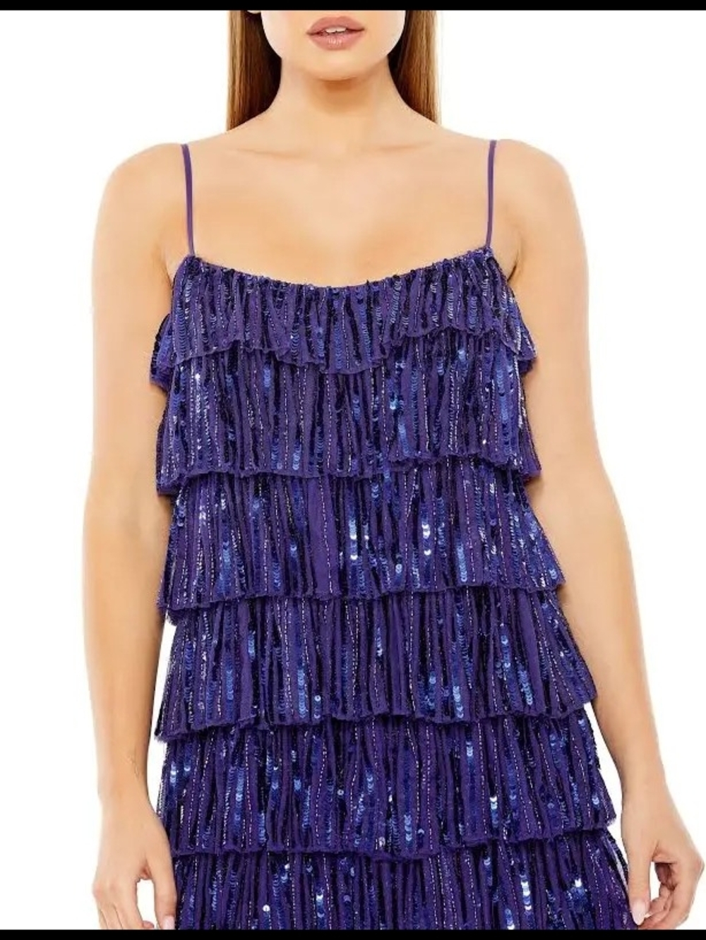 Mac Duggal
Blue Beaded Strap Sequin Ruffle Mini Dress - Picture 2 of 2